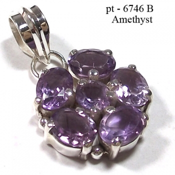 925 sterling silver purple amethyst prong settin handmade pendant